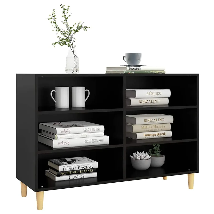Buffet noir 103,5x35x70 cm bois d'ingénierie - 3