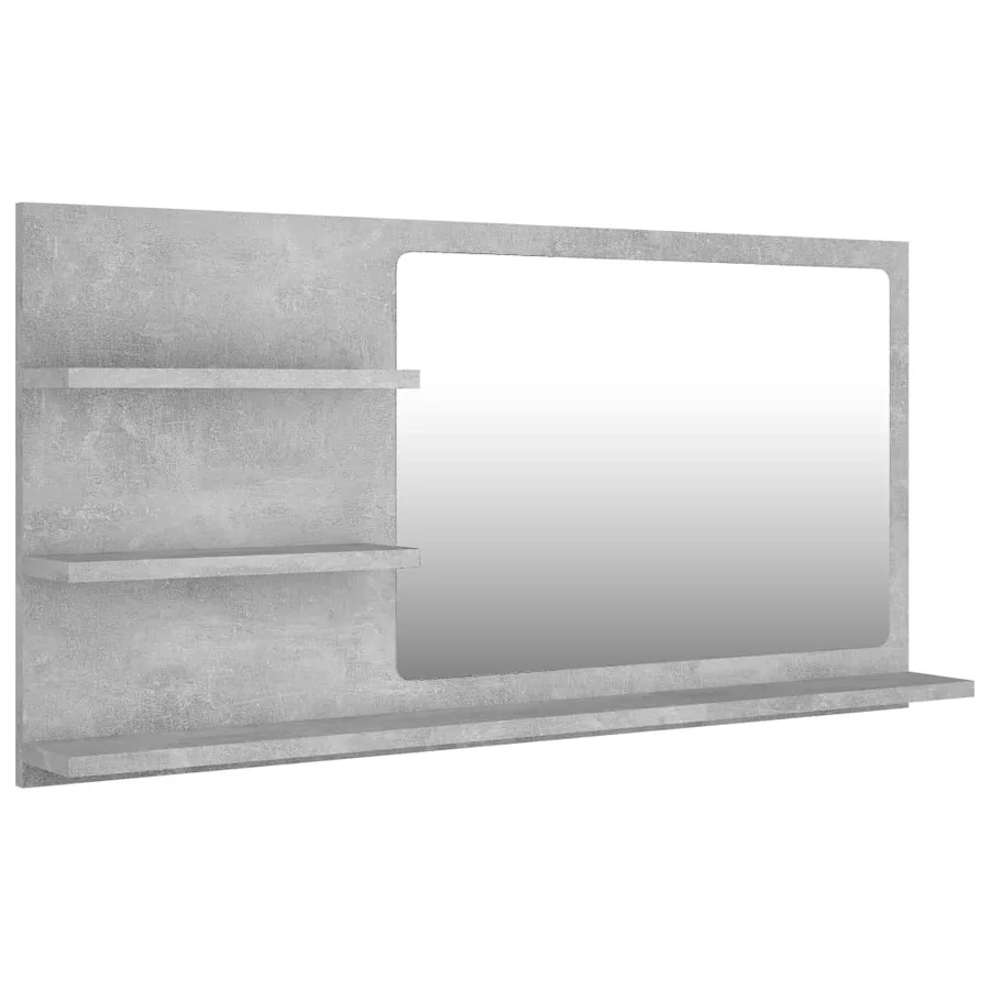 Miroir de salle de bain gris béton bois d’ingénierie - 2