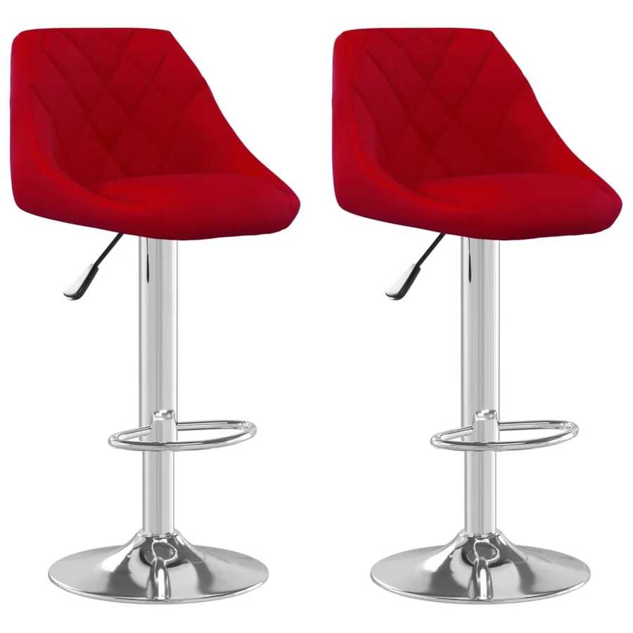 Tabourets de bar lot de 2 rouge bordeaux velours - 2
