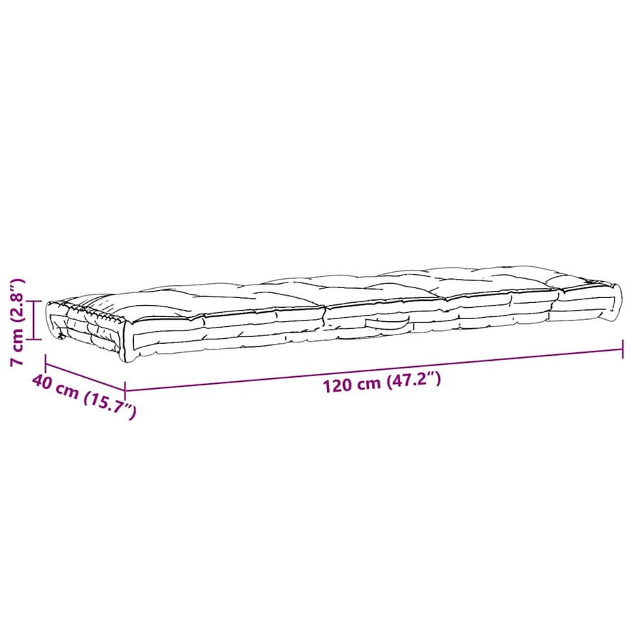 Coussin de plancher de palette Coton 120x40x7 cm Anthracite - 9