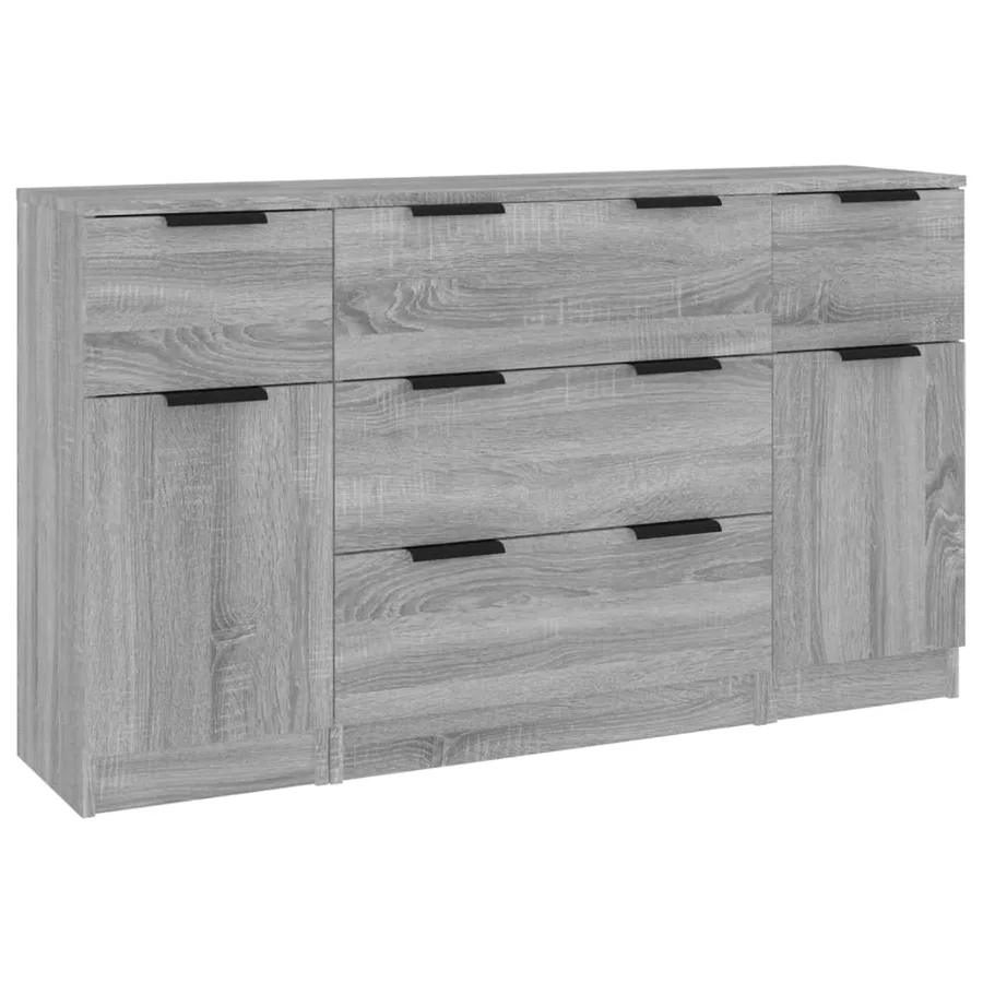 Ensemble de buffets 3 pcs Sonoma gris Bois d'ingénierie - 2