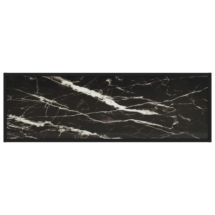 Meuble TV noir avec verre marbre noir 120x40x40 cm - 4