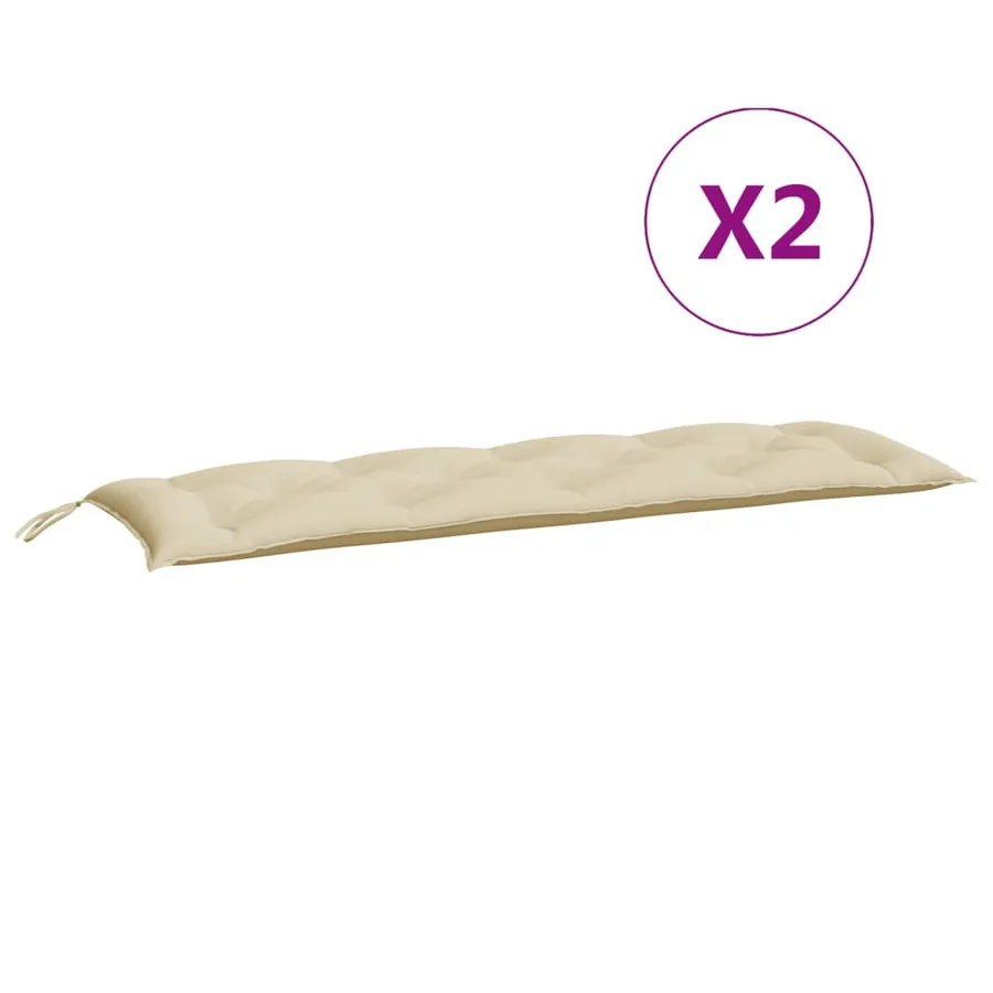 Coussins de banc jardin lot de 2 beige 150x50x7 cm tissu Oxford - 5