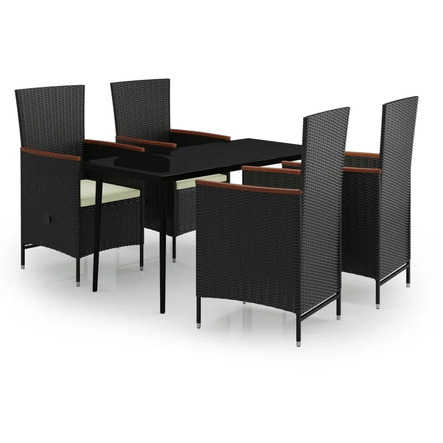 Ensemble à manger de jardin avec coussins 5 pcs Noir - 2