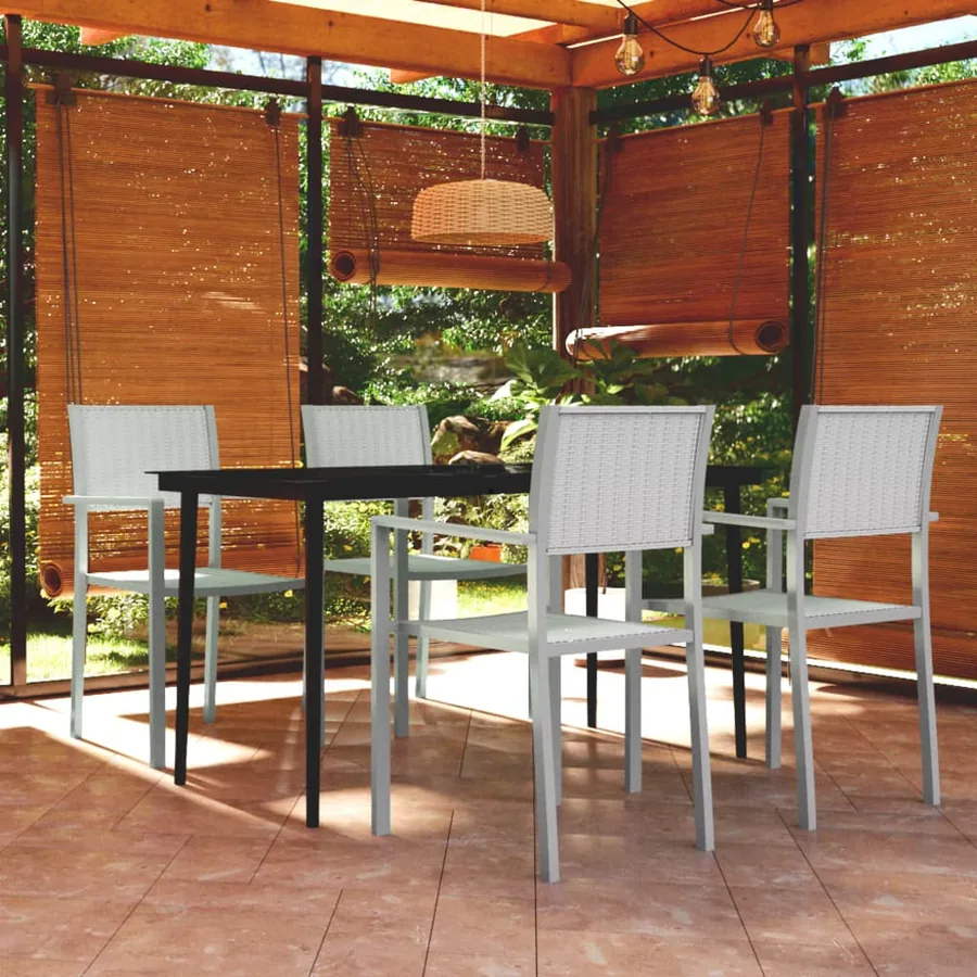 Ensemble à manger de jardin 5 pcs Blanc