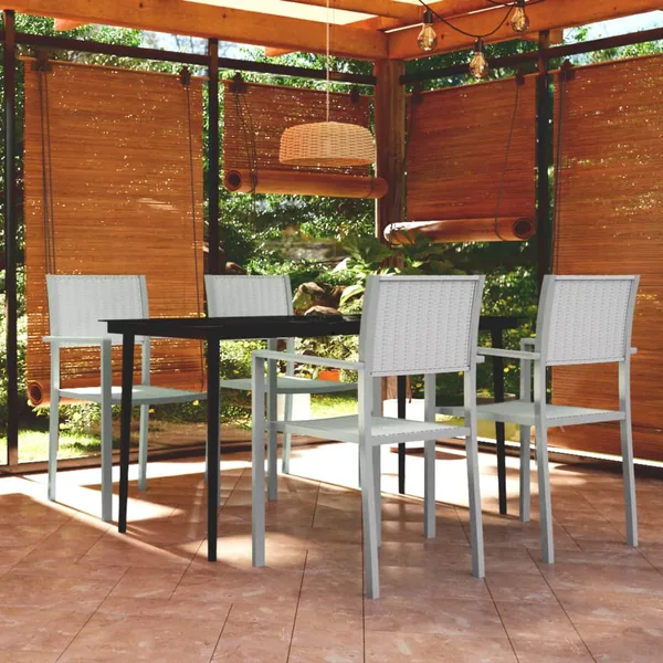Ensemble à manger de jardin 5 pcs Blanc
