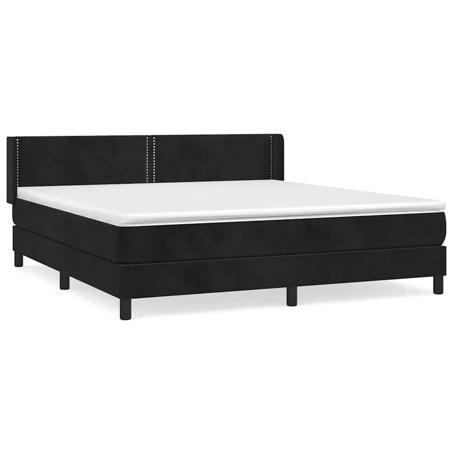 Sommier à lattes de lit avec matelas Noir 180x200 cm Velours - 2
