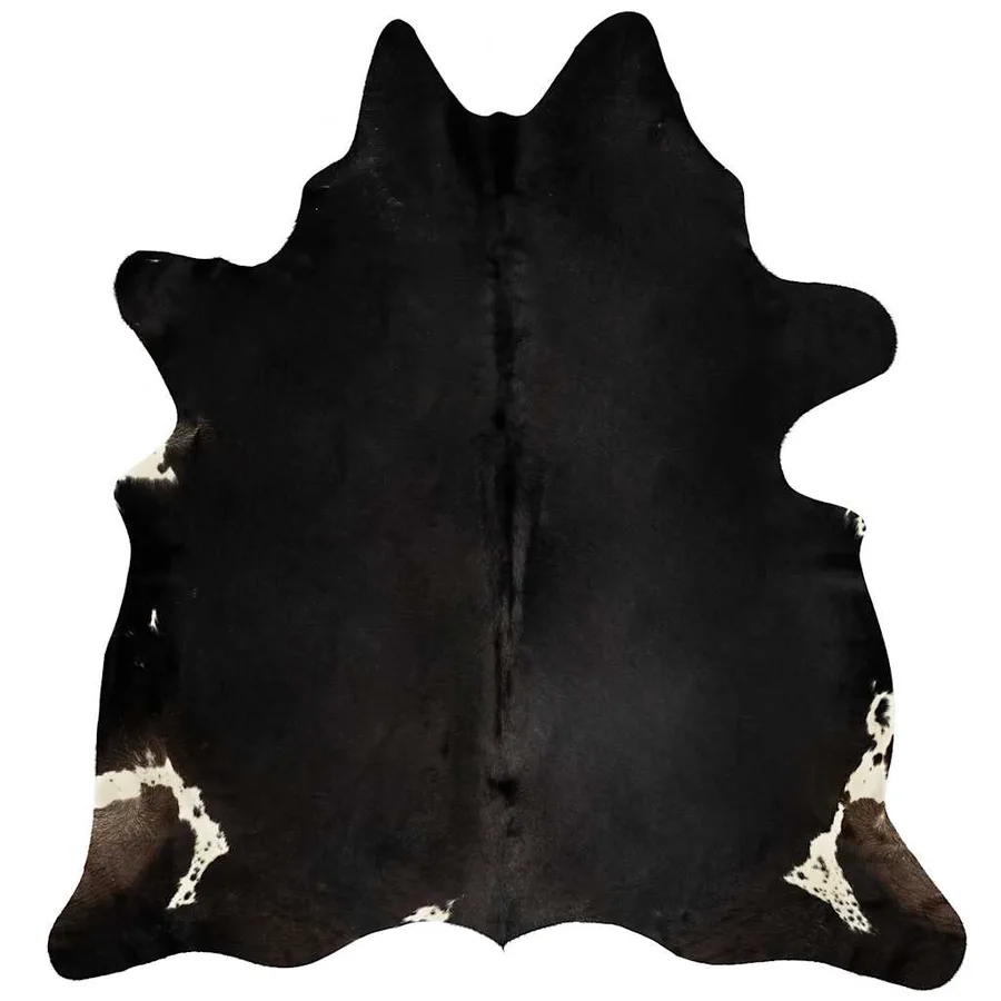Tapis en peau de vache véritable Noir 150 x 170 cm - 6