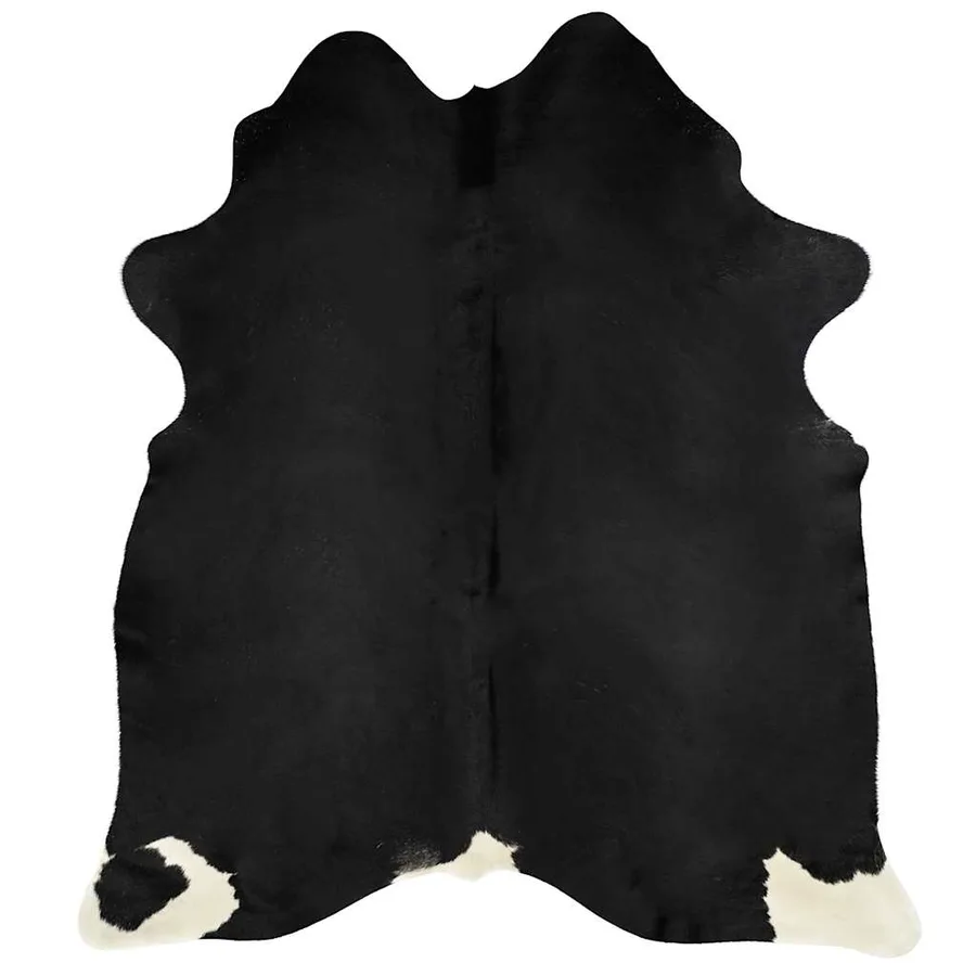 Tapis en peau de vache véritable Noir 150 x 170 cm - 7