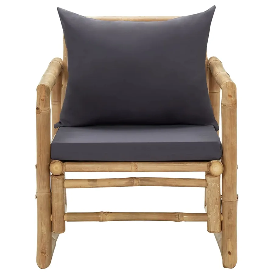 Chaises de jardin avec coussins lot de 2 Bambou - 3