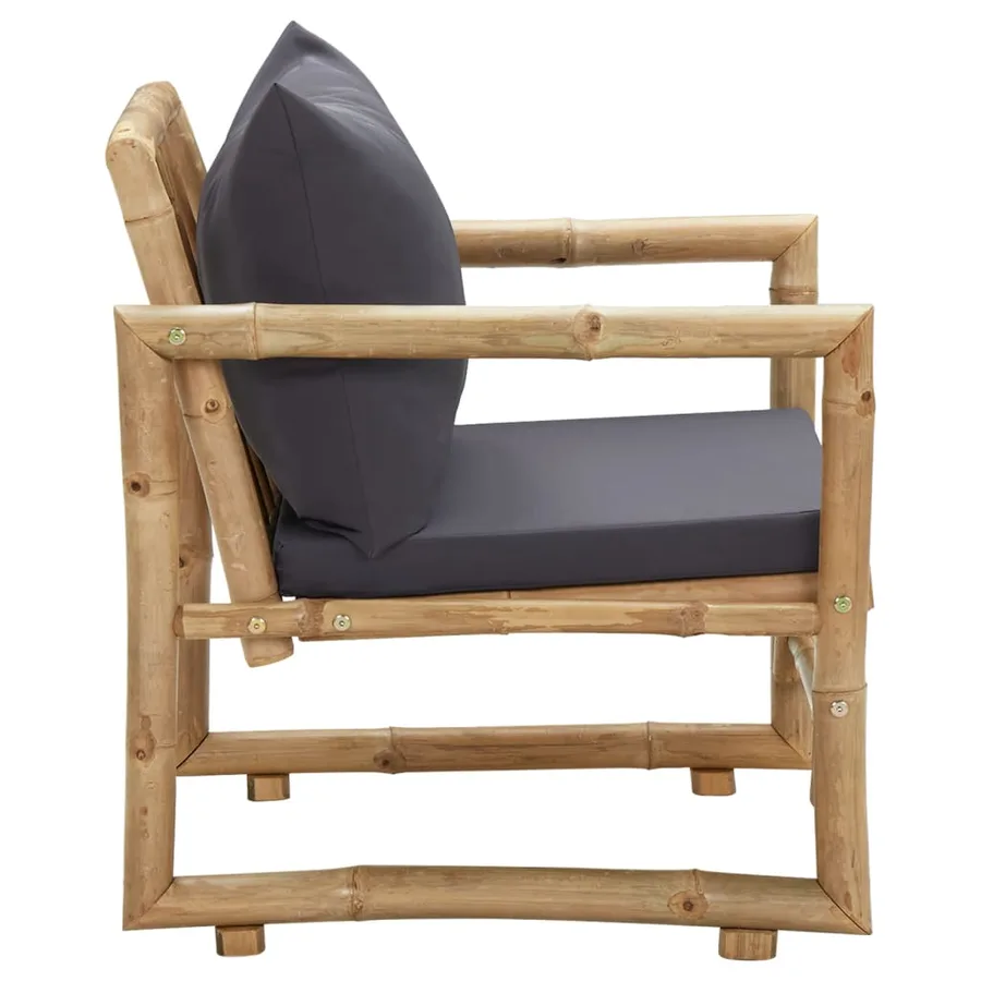 Chaises de jardin avec coussins lot de 2 Bambou - 5