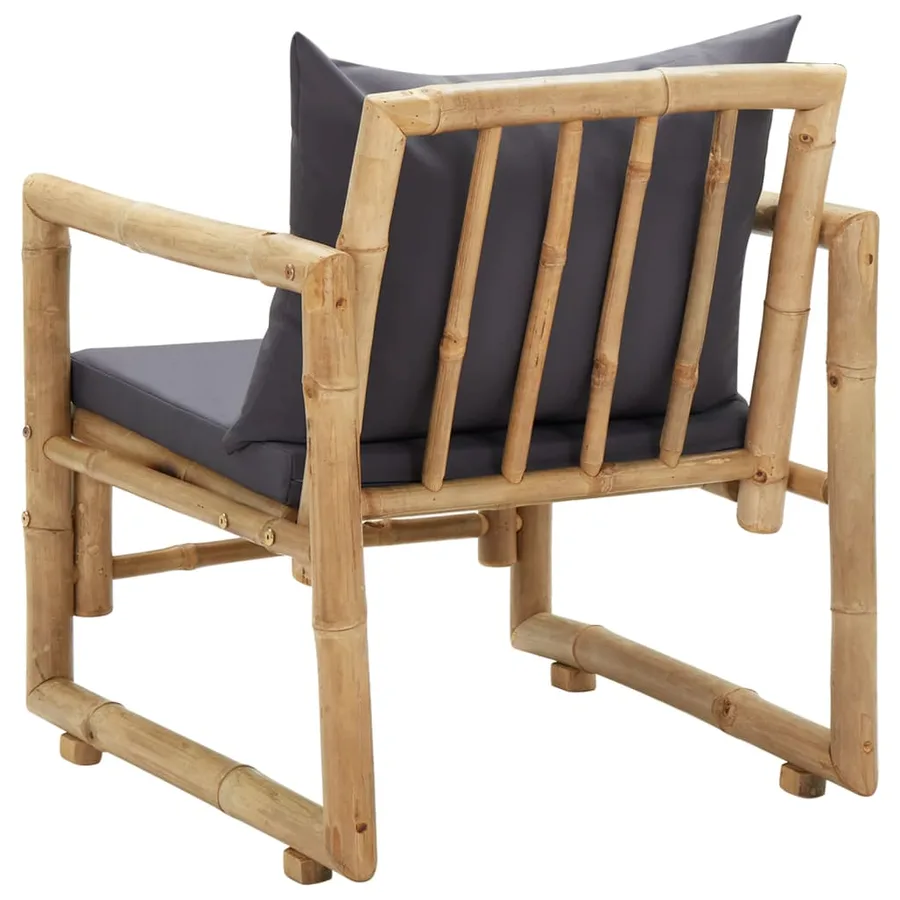Chaises de jardin avec coussins lot de 2 Bambou - 6