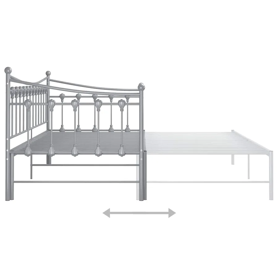 Cadre de canapé-lit extensible sans matelas gris métal 90x200cm - 11