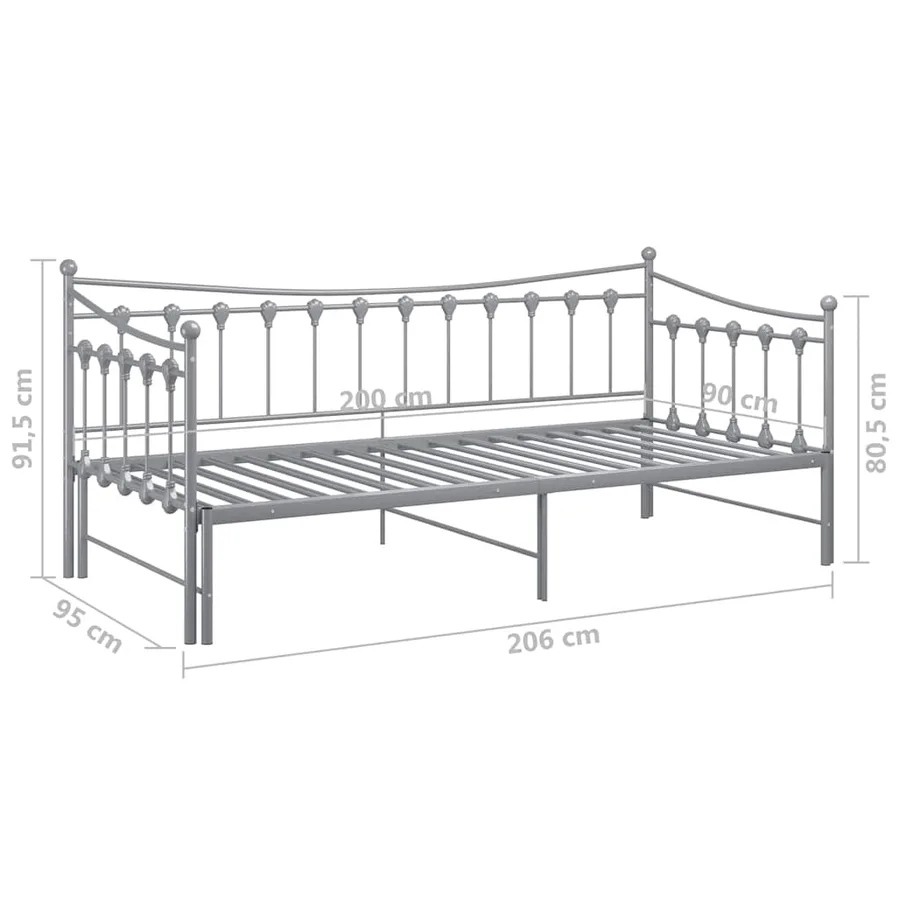 Cadre de canapé-lit extensible sans matelas gris métal 90x200cm - 14