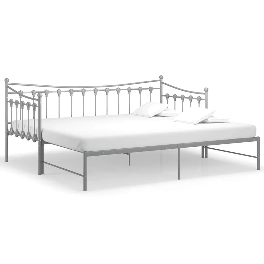 Cadre de canapé-lit extensible sans matelas gris métal 90x200cm - 2
