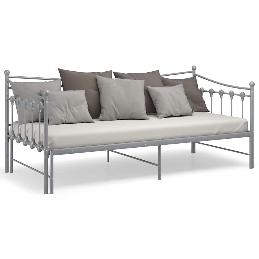 Cadre de canapé-lit extensible sans matelas gris métal 90x200cm - 4
