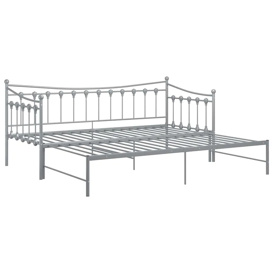 Cadre de canapé-lit extensible sans matelas gris métal 90x200cm - 6