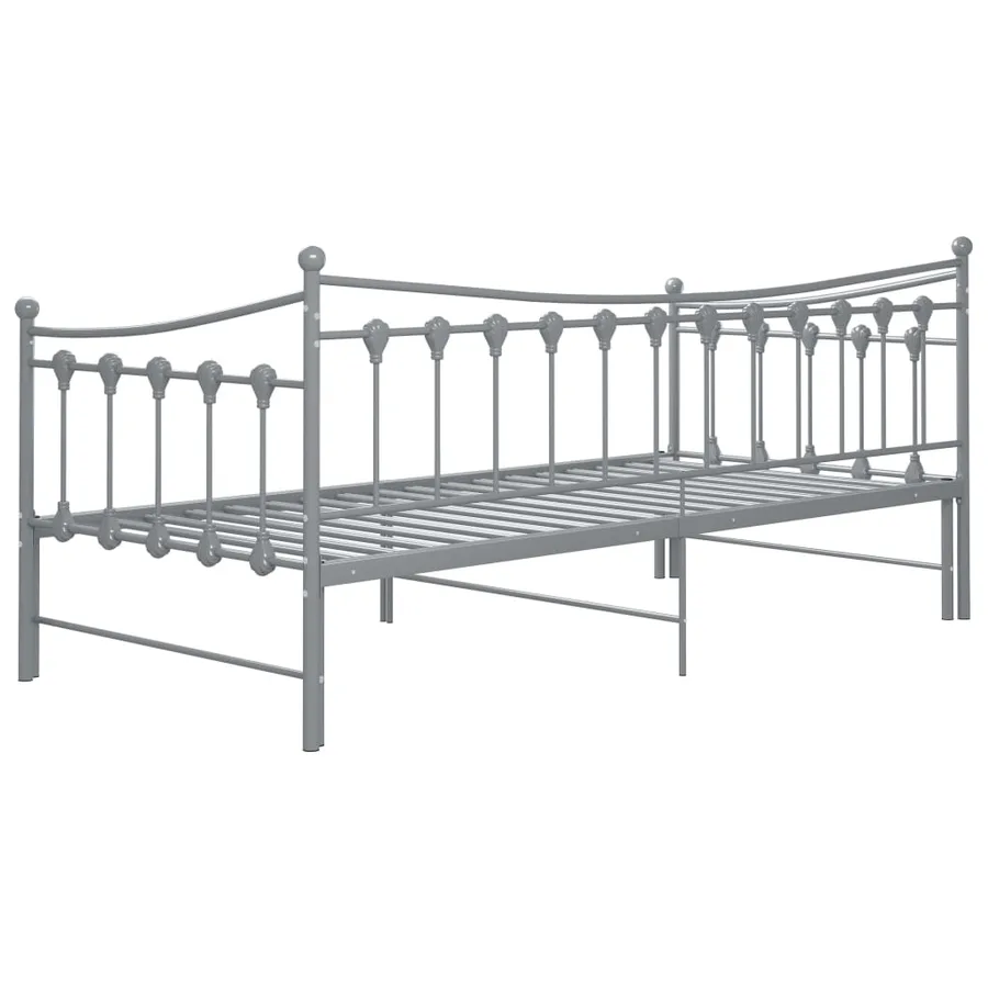 Cadre de canapé-lit extensible sans matelas gris métal 90x200cm - 7