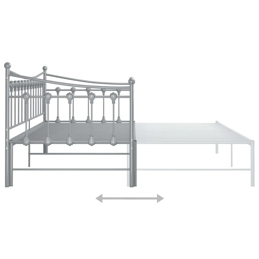Cadre de canapé-lit extensible sans matelas gris métal 90x200cm - 9