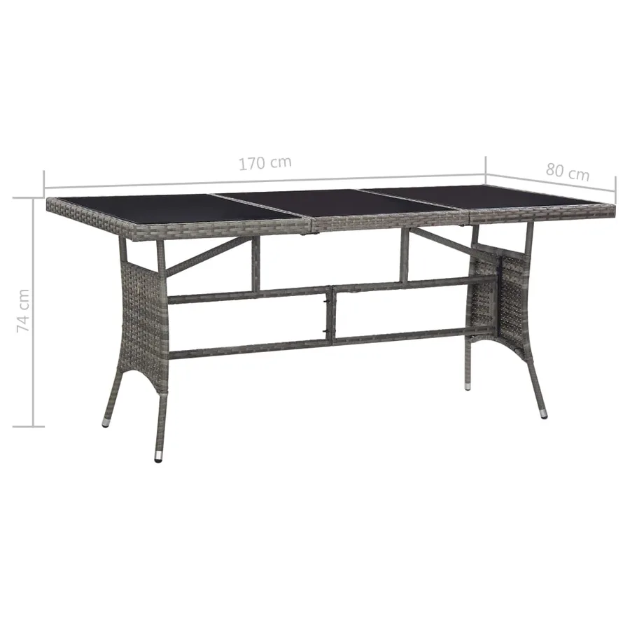 Table de jardin Gris 170x80x74 cm Résine tressée - 6