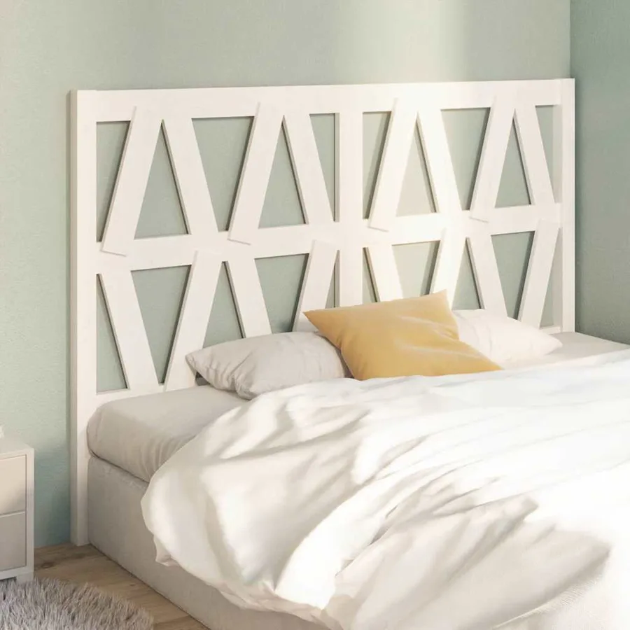 Tête de lit Blanc 126x4x100 cm Bois massif de pin - 4