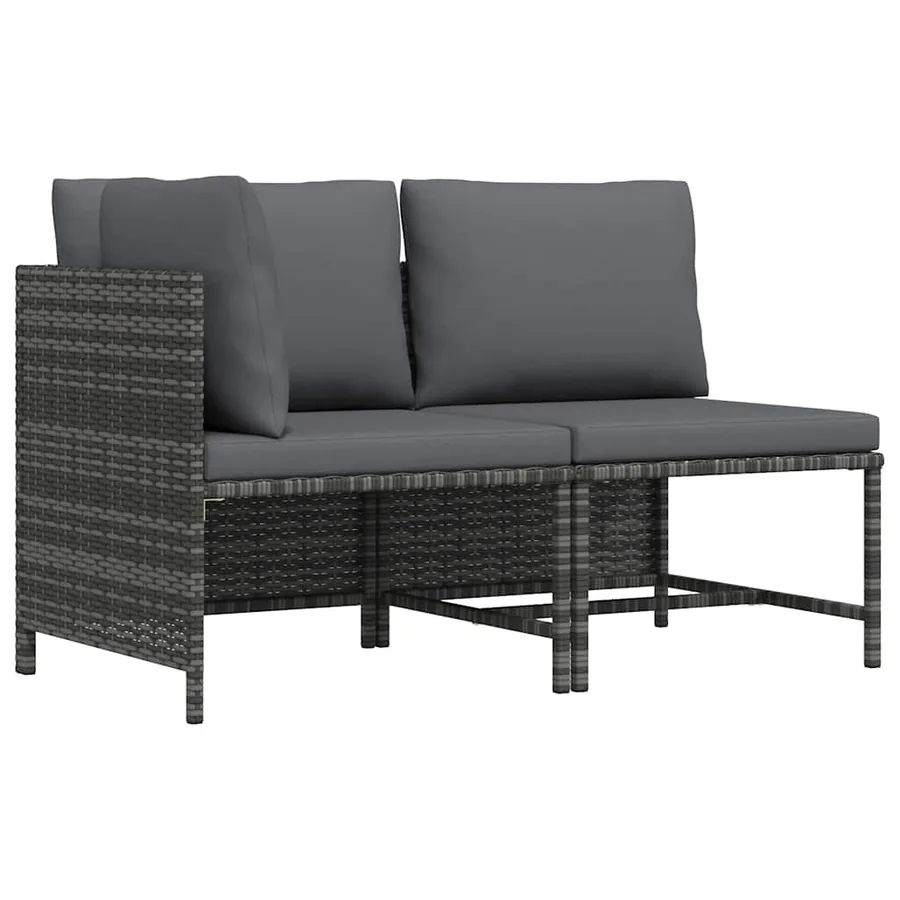 Salon de jardin 2 pcs avec coussins Gris Résine tressée