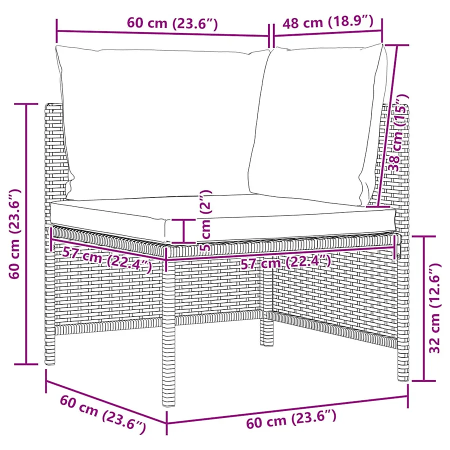 Salon de jardin 2 pcs avec coussins Gris Résine tressée - 10