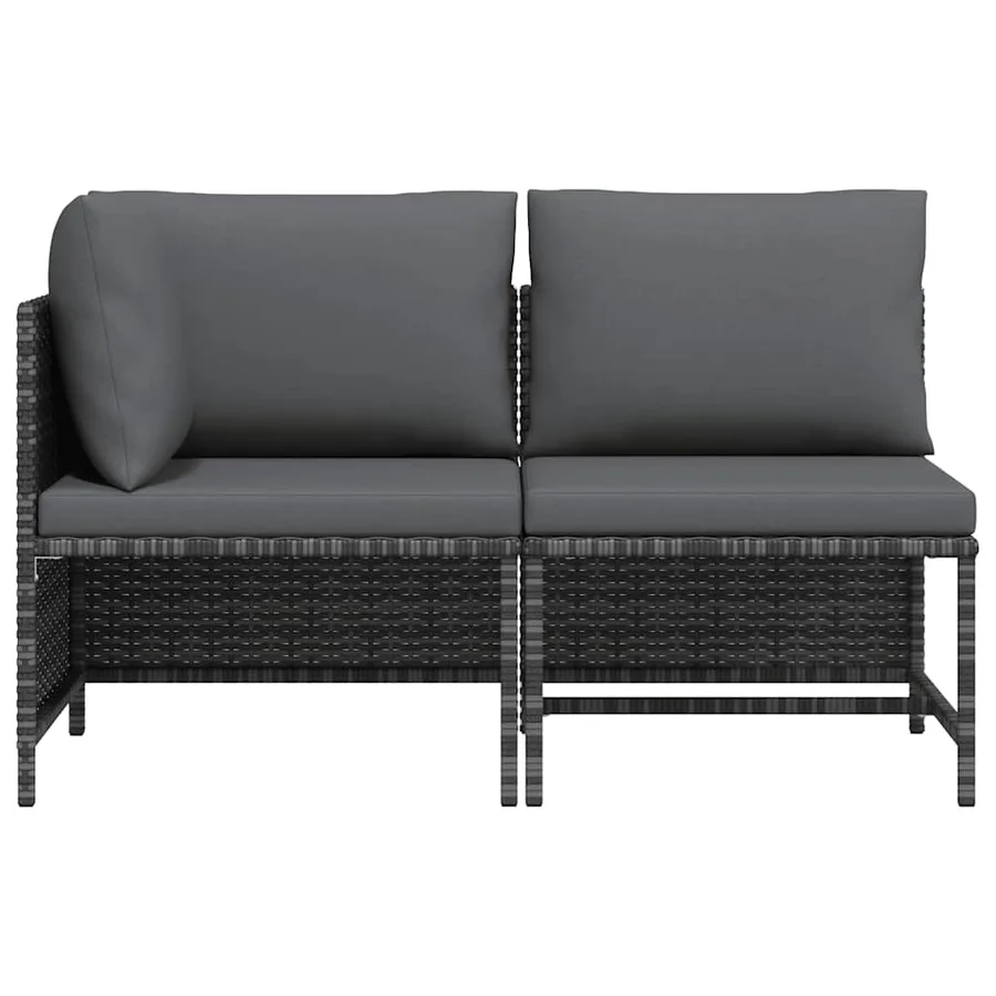 Salon de jardin 2 pcs avec coussins Gris Résine tressée - 4