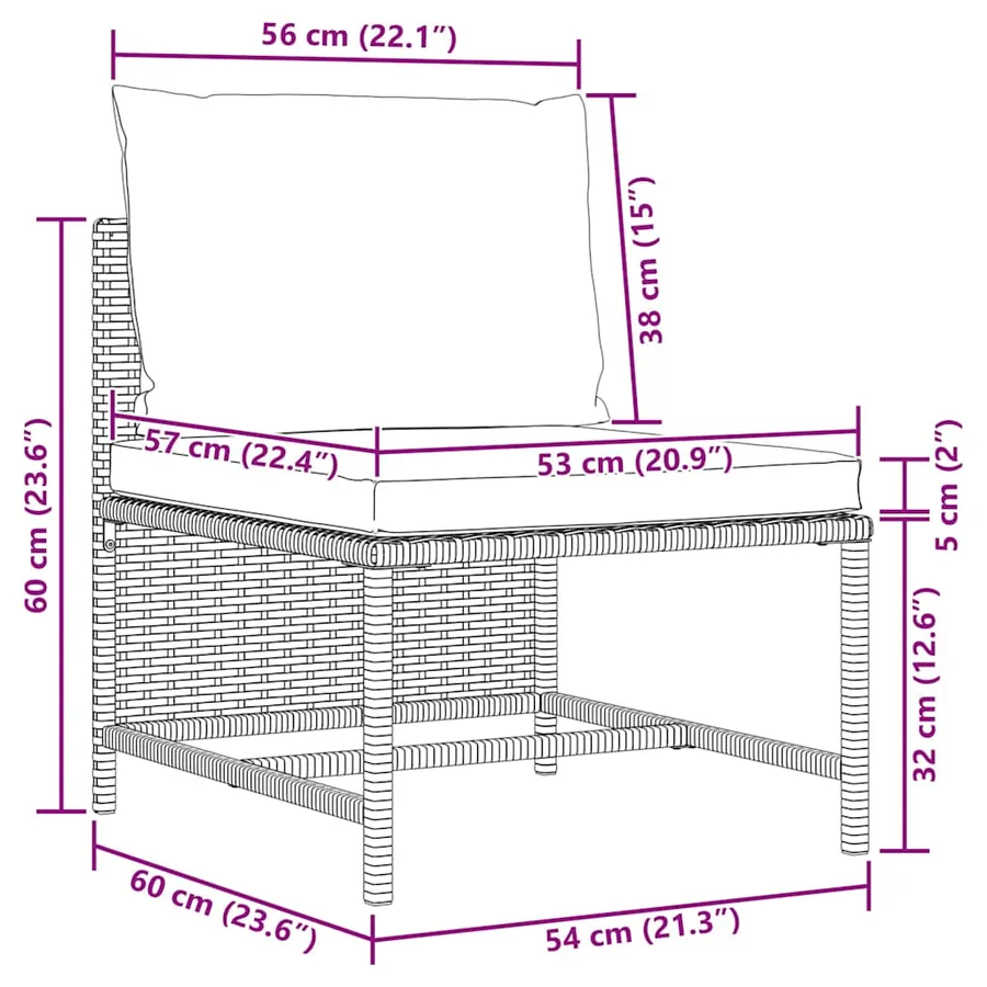 Salon de jardin 2 pcs avec coussins Gris Résine tressée - 9