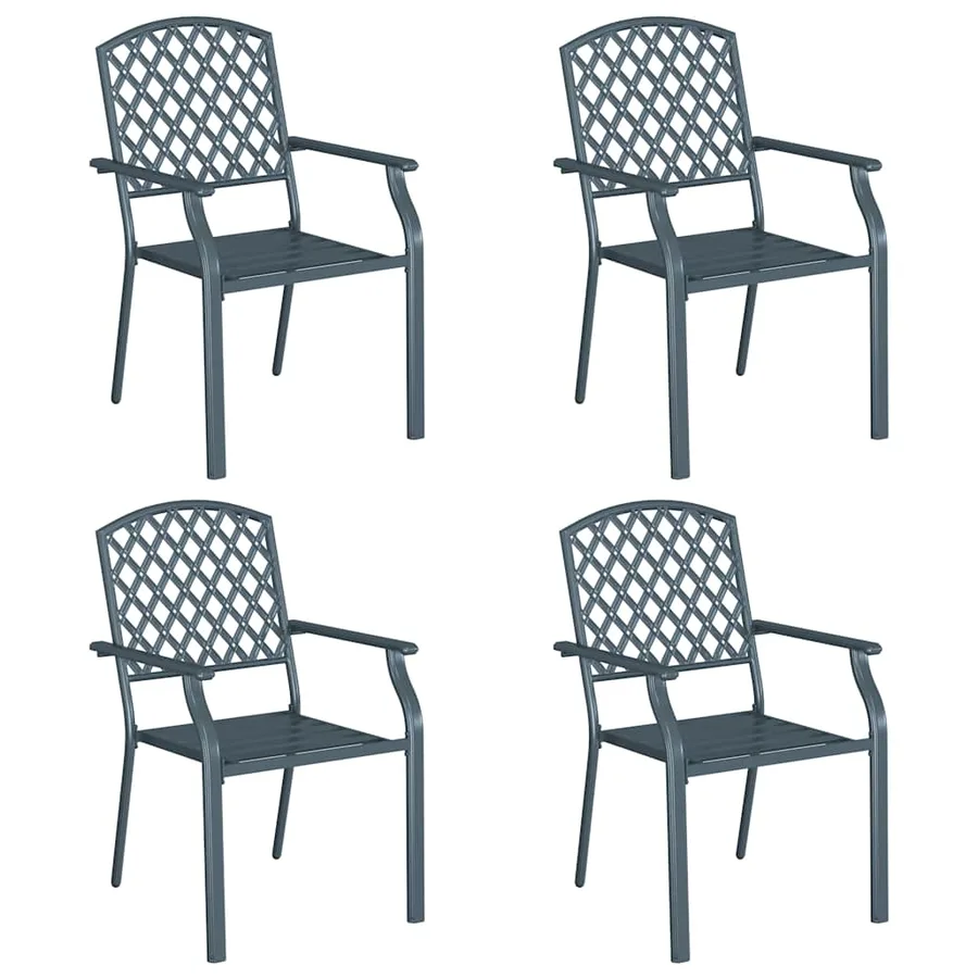 Chaise de jardin 4 pcs Anthracite 56 x 65 x 89 cm Acier - 2
