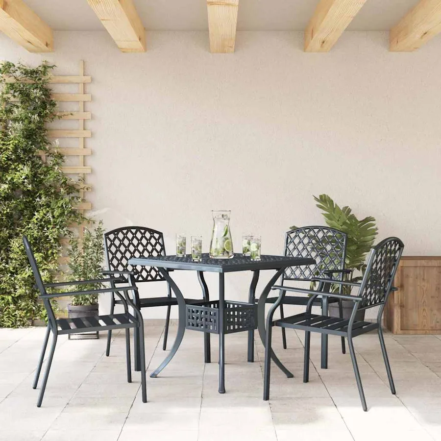 Chaise de jardin 4 pcs Anthracite 56 x 65 x 89 cm Acier - 3