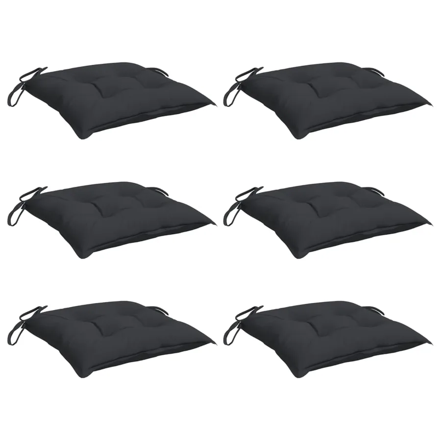 Coussins de chaise lot de 6 noir 40x40x7 cm tissu oxford - 3