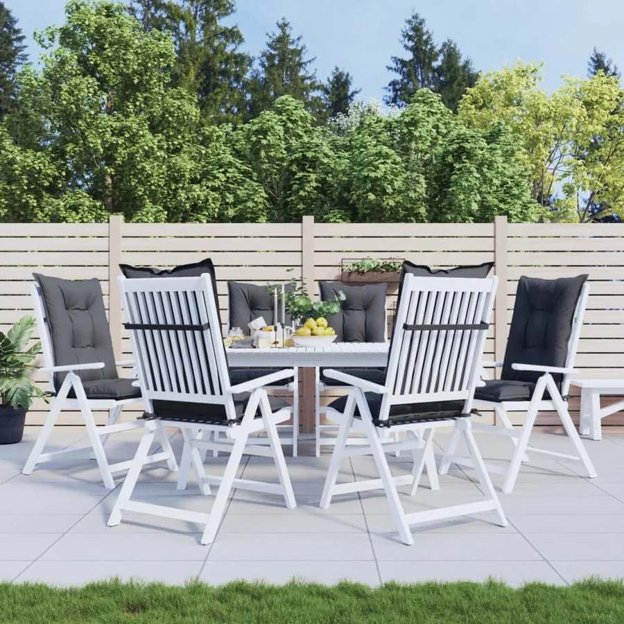 Coussins de chaise de jardin à dossier haut lot de 6 anthracite