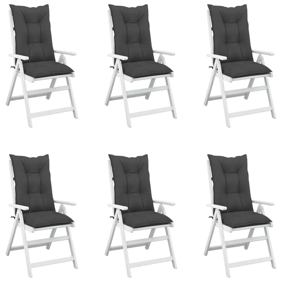 Coussins de chaise de jardin à dossier haut lot de 6 anthracite - 3