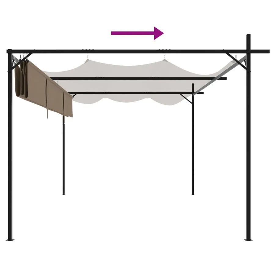 Pergola avec toit rétractable taupe 395x292x230 cm - 6