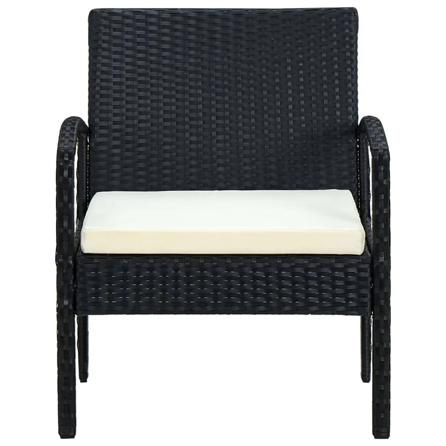 Chaise de jardin avec coussin Résine tressée Noir - 2