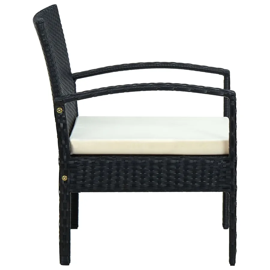 Chaise de jardin avec coussin Résine tressée Noir - 3