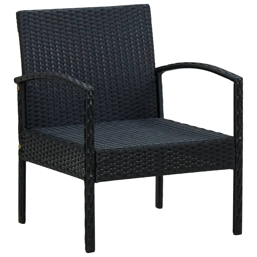 Chaise de jardin avec coussin Résine tressée Noir - 5