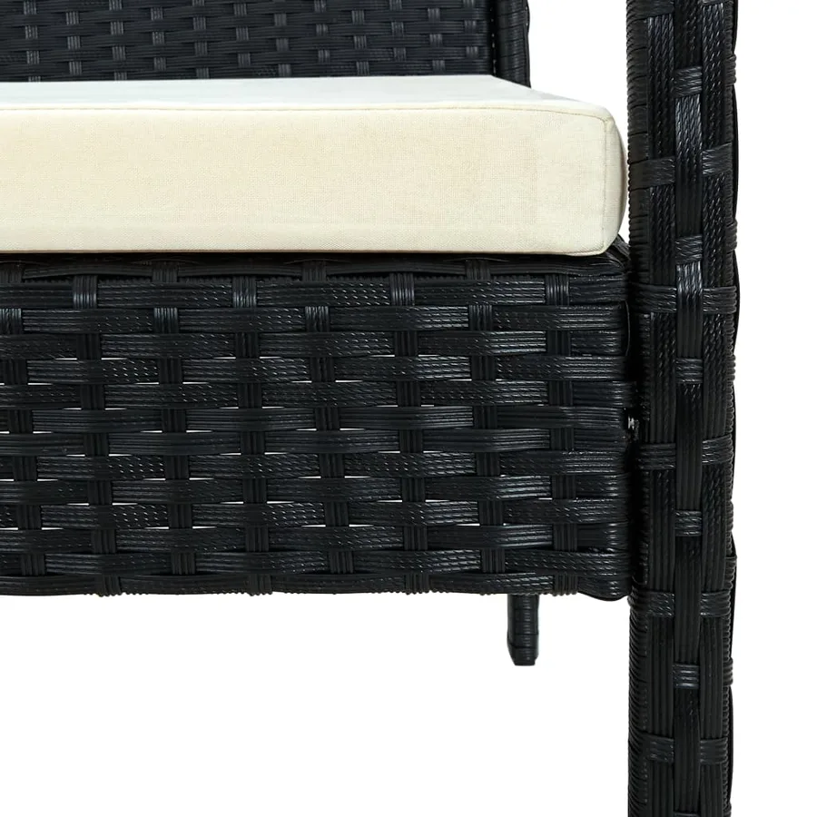 Chaise de jardin avec coussin Résine tressée Noir - 6