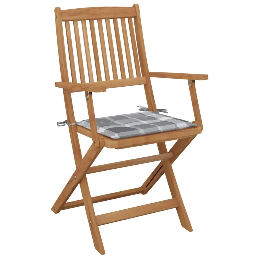 Chaises pliables de jardin lot de 2 avec coussins Bois d'acacia - 3