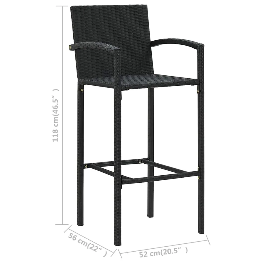 Ensemble de bar d'extérieur 5 pcs accoudoir Résine tressée Noir - 11