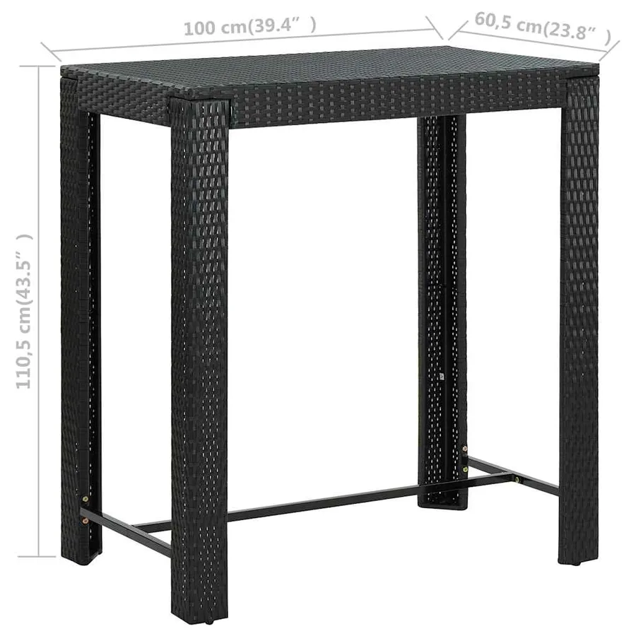 Ensemble de bar d'extérieur 5 pcs accoudoir Résine tressée Noir - 12