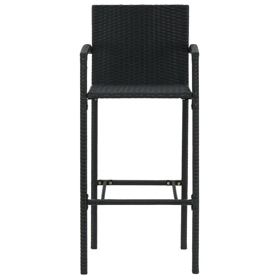 Ensemble de bar d'extérieur 5 pcs accoudoir Résine tressée Noir - 5