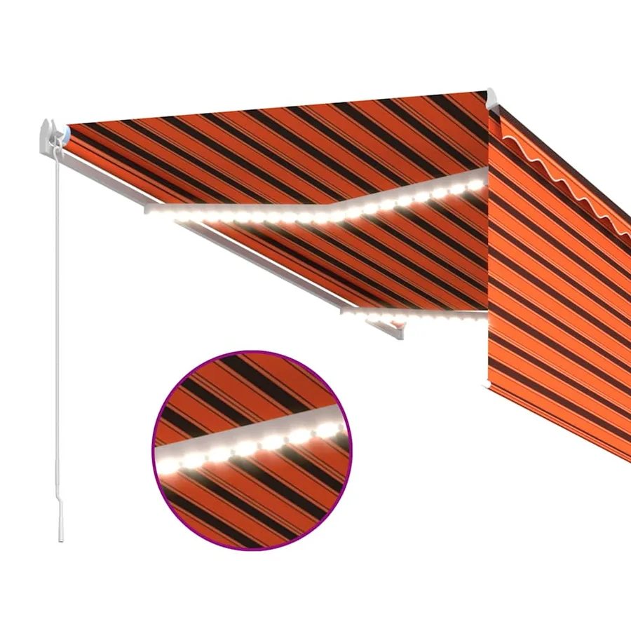 Auvent rétractable manuel avec store 3,5x2,5 m Orange et marron - 4