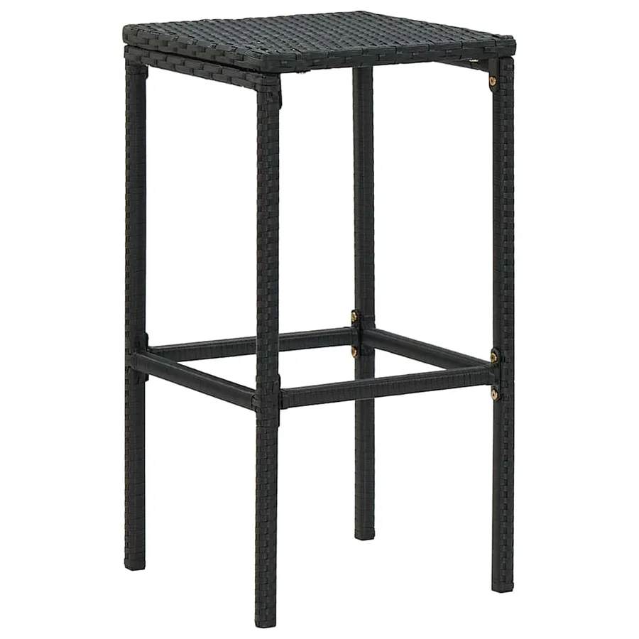 Ensemble de bar de jardin 5 pcs et coussins Résine tressée Noir - 5