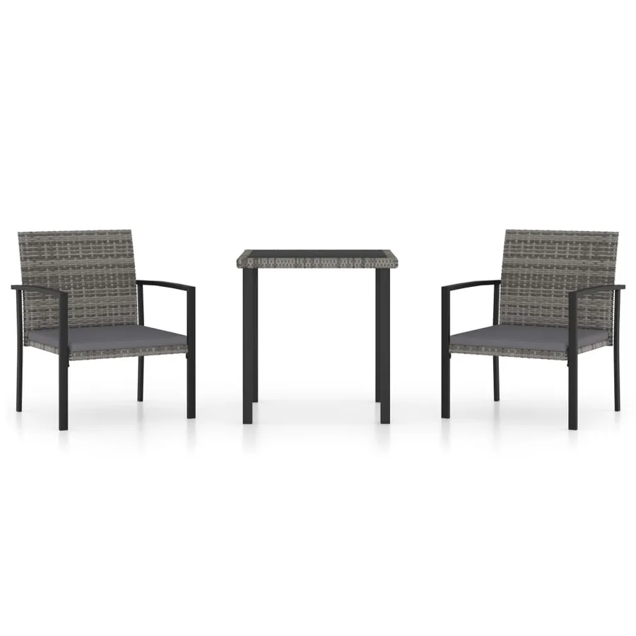 Ensemble à manger de jardin 3 pcs Résine tressée Gris - 2