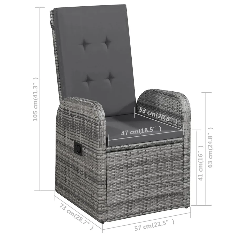 Ensemble à manger de jardin 5 pcs Gris - 9