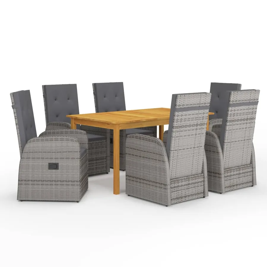 Ensemble à manger de jardin 7 pcs Gris