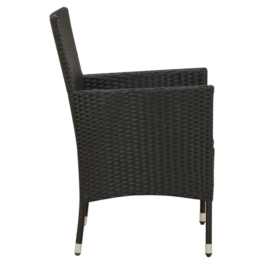 Salon de jardin 7 pcs avec coussins résine tressée noir - 5