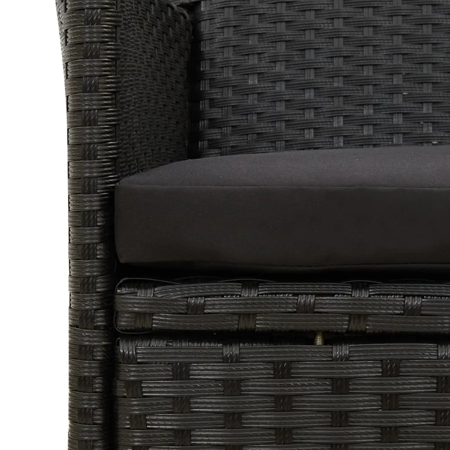 Salon de jardin 7 pcs avec coussins résine tressée noir - 7